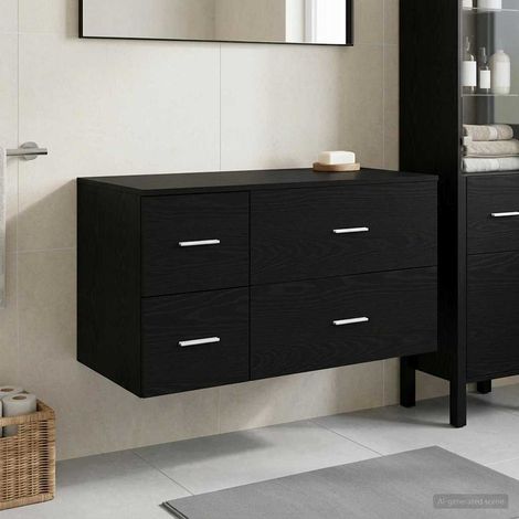 vidaXL Bathroom Furniture Set 2 pcs Black Oak Engineered Wood (1/5)