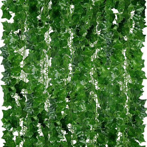 Lot de 48 Guirlande, Lierre Artificiel, 210cm, Feuillage Réaliste, Plastique Vert, Décoration Intérieur Extérieur (1/5)