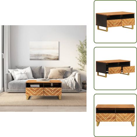 Table basse marron et noir 80x54x40 cm bois de massif manguier - Table Basse - Table D'appoint - Meuble Salon - Mobilier Moderne - Bois Massif (1/5)