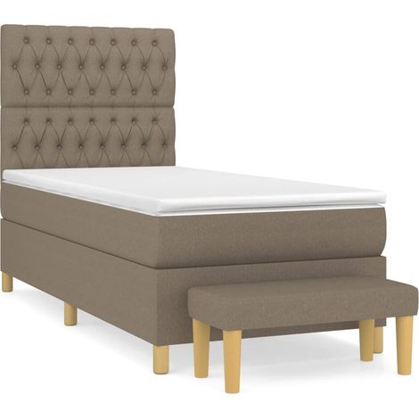 Maison Exclusive - Cama box spring con colchón tela gris taupe 90