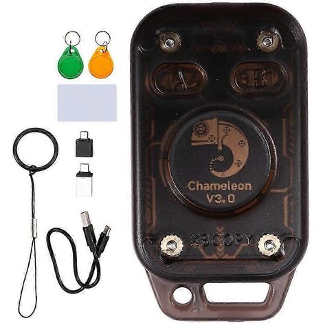 Lecteur de puces RFID Chameleon V3.0, émulateur, copieur d'étiquettes de cartes d'identité intelligentes, lecteur/graveur NFC + 1 porte-clés UID + CUID, kit de carte UID QV WHBYV (1/4)