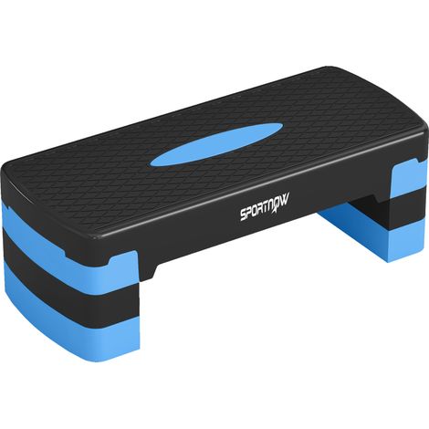 3-stufiger Aerobic-Stepper, höhenverstellbar 10/15/20 cm mit Erhöhungen, rutschfeste Oberfläche, 68 x 29 x 20 cm, Blau