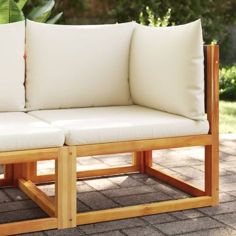 Sofá esquinero de jardín con cojines de madera de acacia y ratán vidaXL (1/5)