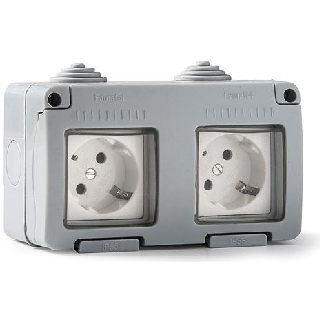 BASE PRISE DOUBLE SURFACE IP55 ÉTANCHE
