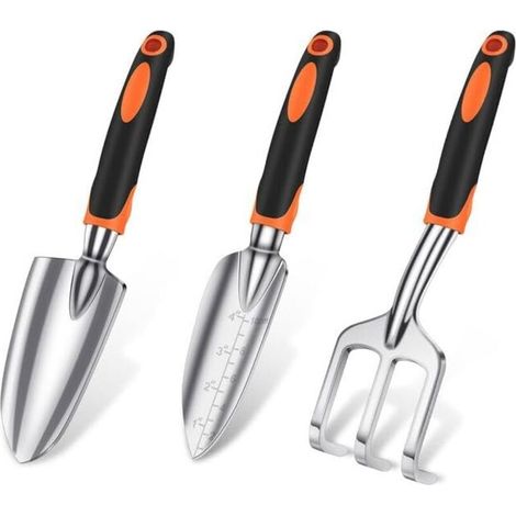 Gartengeräte-Set, 3-teilig, robuste und leichte Werkzeuge aus Aluminiumlegierung mit rutschfestem, ergonomischem Griff