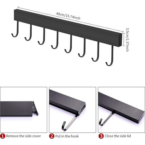 Barre à Accrocher des Rail Support 40cm avec 8 Crochets, Porte Casserole Mural Cuisine (1/5)