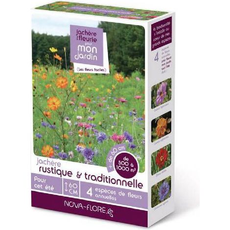 Mélange de jachère fleurie 500 à 1000 m2 – 4 espèces annuelles – Semis de mars à juin – Floraison 3 mois – Novaflore