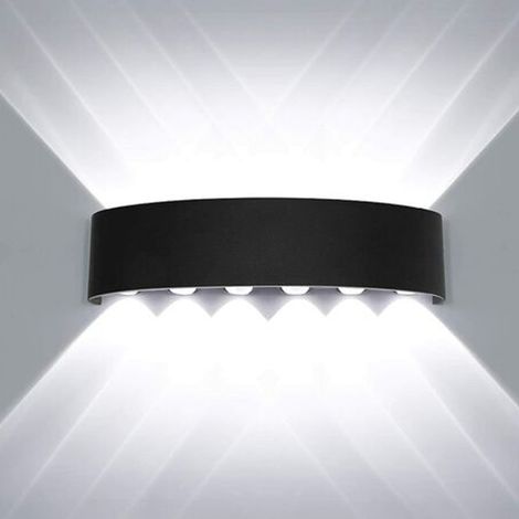 Interior wall lamp LED 12W black aluminum, modern wall lamp Up Down Spot lamp for living room bedroom Hall staircase Pathway (cold white)