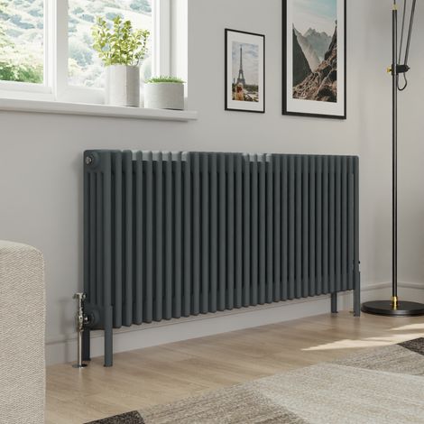 Warmehaus Traditional 4 Column Anthracite Radiator Cast Iron Style Radiators 600x1460mm
