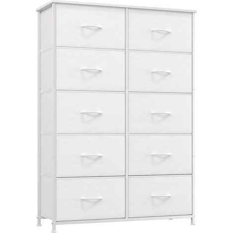 Stoffkommode mit 10 Schubladen, Weiß, 80x30x114.5 cm (1/5)