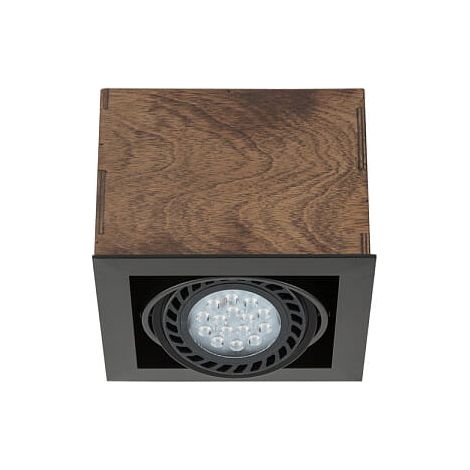 Spot plafond Nowodvorski BOX carré bois foncé GU10 19cm (1/2)