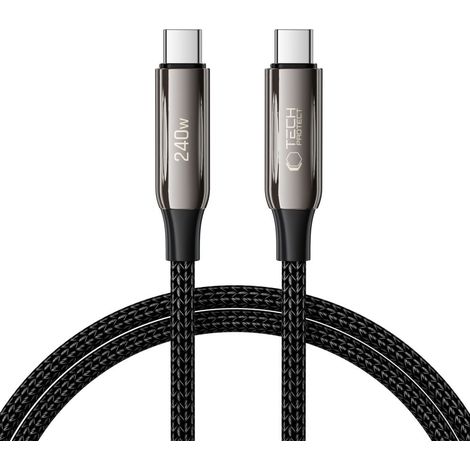 Cable Tech-protect UB10T ultraboost tipo C PD240W/QC4.0 de 100 cm, color negro (1/5)