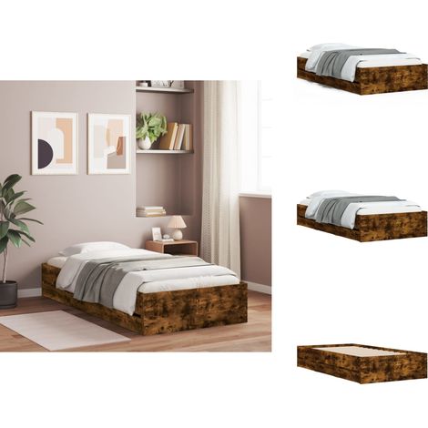 Bettgestell mit Schubladen Räuchereiche 90x200cm Holzwerkstoff - Bettesrahmen - Holzbettfundament - Schrankbett - Doppelbett - Einzelbett (1/5)