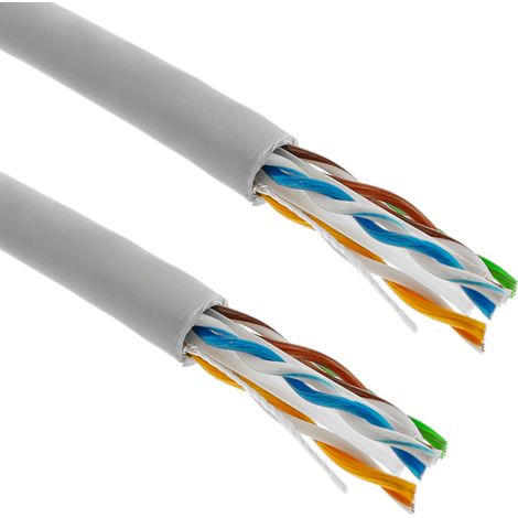 BeMatik - Enrouleur de câble réseau ethernet UTP rigide gris Cat.6 de 305 m (1/5)