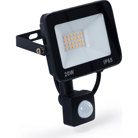 Spot LED extérieur avec détecteur de mouvement PIR - Projecteur LED 20 W - Lumière extérieure avec capteur de mouvement IP65 pour maison, garage, jardin, terrasse (blanc froid) (1/5)