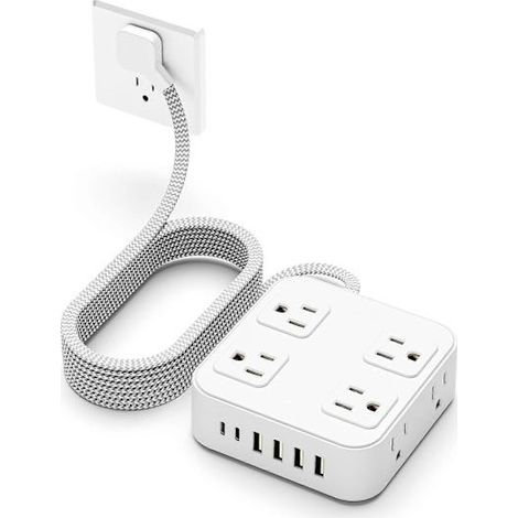 Ultradünnes 1,5 m Flachkabel – Steckdosenleiste mit 3 Steckdosen und USB-C-Anschluss – Überspannungsschutz – Andiamo (1/5)