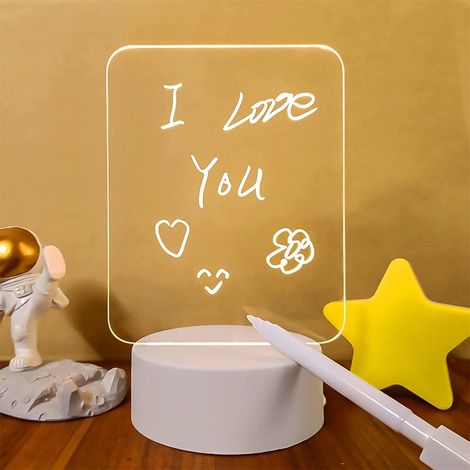 Tableau De Message Led - Acrylique - Alimentation Usb 5 V - Lampe De Nuit Pour Écriture - Idéal Pour Chambre D'Enfant Ou Décoration Intérieure - 1 Pièce (1/5)