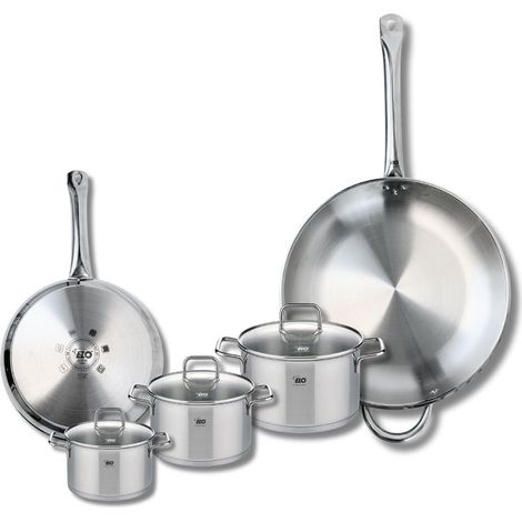 Ensemble de 2 Poêles de cuisson 24 et 32 cm et 3 faitouts 12, 14 et 16 cm Elo Profi Citrin (1/5)