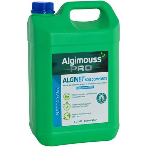 Algimouss – Nettoyant bois composite 5L – Formule concentrée pour surfaces en bois composite – Élimine salissures et taches – 56002
