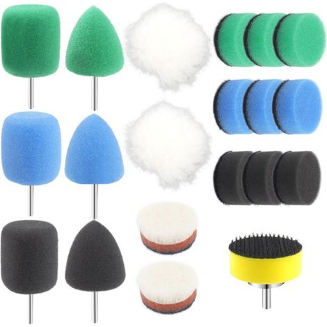 Packung mit 20 Mini-Polierschwämmen (25 mm) – Mini-Polieraufsätze für Akkuschrauber – Polierset mit Schwamm für kleine Flächen (1/5)
