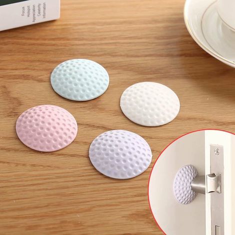 Tope de puerta, 4 juegos de protectores de pared y muebles flexibles, tope de pared anticolisión para muro de contención de 5 x 5 (4 piezas, blanco + rosa + morado claro + azul) (1/4)