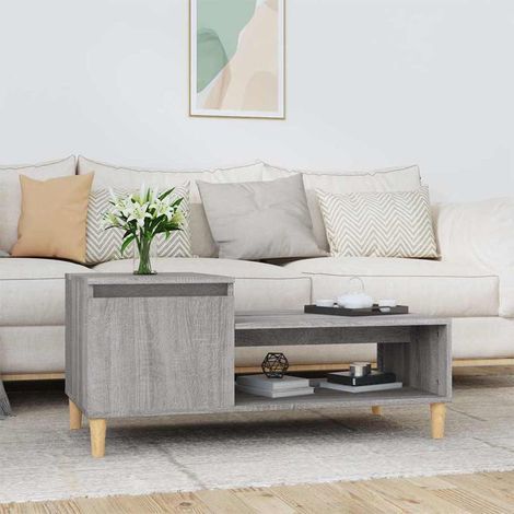 vidaXL Mesa de centro madera contrachapada gris Sonoma 100x50x45 cm (1/5)