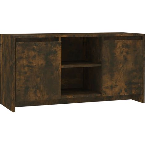 Mueble TV multimedia estante para televisión buffet para televisión comedor salón dormitorio roble ahumado 102 x 37,5 x 52,5 cm madera contrachapada marrón 020027305