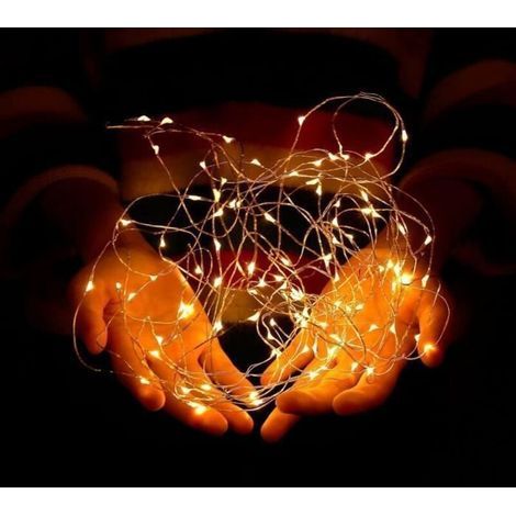 pair Guirlande Lumineuse - Marque - 10M 100 Micro LED - Blanc Chaud - Intérieur - Bouton on-off (1/4)