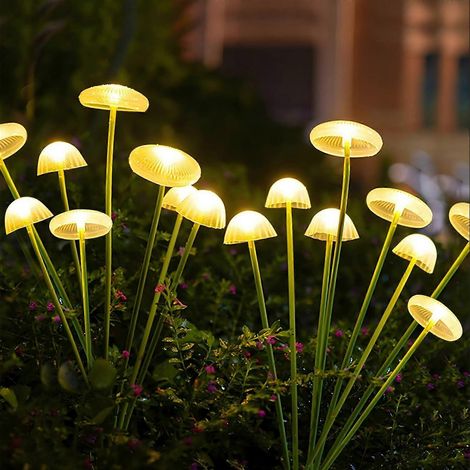 Solar-Gartenleuchten, wasserdicht, 2er-Pack, Solar-Pilzleuchten mit Windeffekt für Terrasse, Garten und Wege