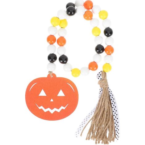 Guirlande de perles en bois pour Halloween (lot de 2) - Décoration rustique pour la maison (1/5)