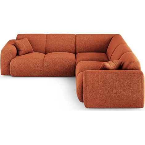 Canapé d'angle symétrique 5 places en chenille terracotta (1/5)