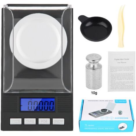 QORVA-Mini balance de poche portable haute précision 0,001 g, avec affichage numérique LED (10 g)
