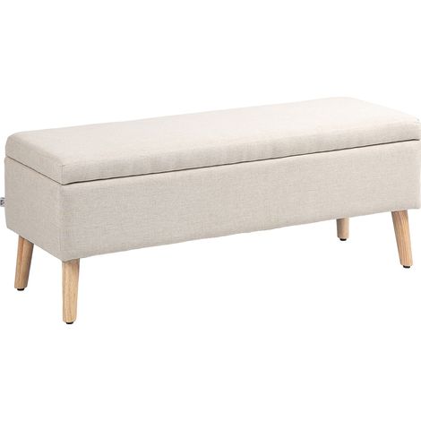 Panca contenitore 110 x 39 x 45 cm beige in poliestere e legno HOMVRA (1/5)
