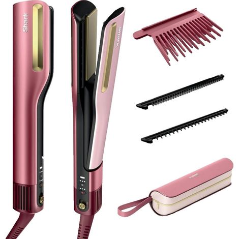 Fer a Lisser Lisseur et sèche-cheveux 2 en 1 - SHARK - SilkiPro HT401EUPK - Rose - 1000W - 3 peignes Silki