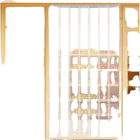 Rideau à lanières, matériau PVC, épaisseur de 2 mm, dimensions : 2 m x 18 cm, largeur totale : 1,05 m, ensemble de 7 pièces (1/5)