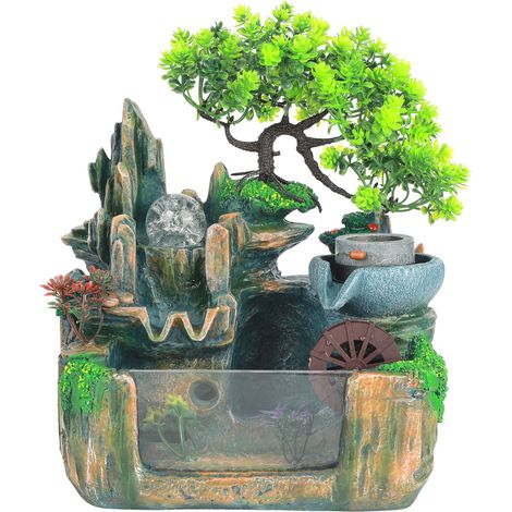 Fontaine de table, petite rocaille, roue à eau, aquarium de bureau, décoration Feng Shui d'intérieur (1/5)