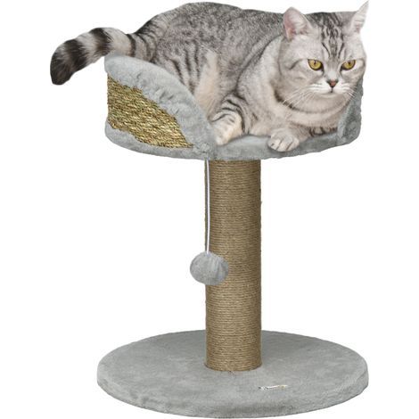 Albero tiragraffi per gatti, con cesta e pallina da gioco inclusa, 40 cm x 40 cm x 49 cm, grigio (1/5)