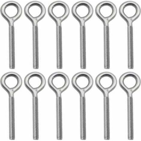 Lot de 12 Boulons- M5 à Oeil en 304 Acier Inoxydable Vis à Anneau Piton à Visser pour Balançoire Machine Extérieure