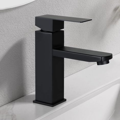 Robinet de Lavabo Salle de Bain Noir Mitigeur Eau Chaude Froide Haute Pression (1/5)