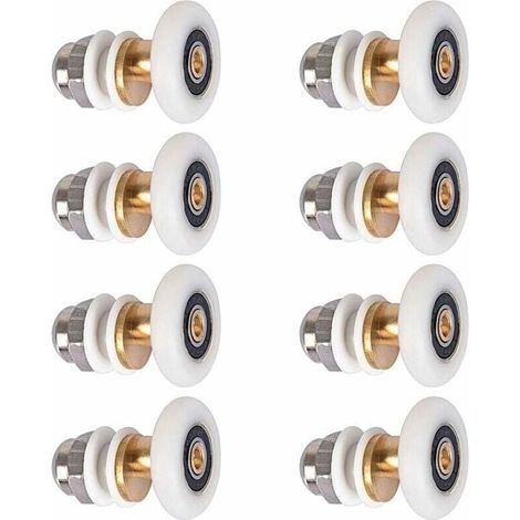 Roulette Porte Douche,Roulettes de Porte Coulissante Cabine de Douche Porte Poulies Roue de Rechange pour Rouleau avec Diamètre de Roues 27mm,8 Pièces (1/4)
