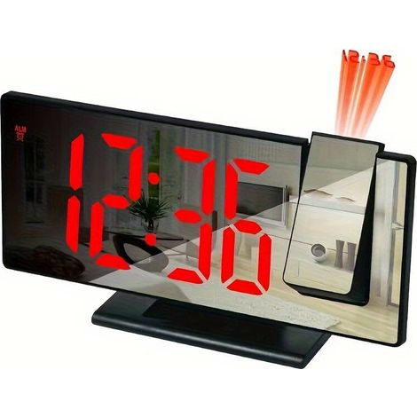 LED-Spiegelwecker, 3D-Projektionswecker mit Spiegel, Temperaturanzeige und automatischer Helligkeitsregelung – perfekt für das Schlafzimmer und den Nachttisch.