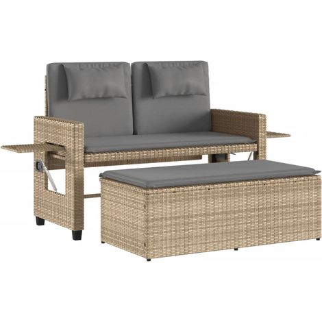 Maison Exclusive - Sillón reclinable de jardín con cojines ratán