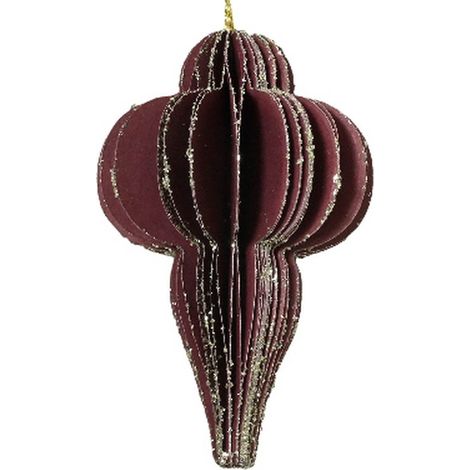Kaemingk – Suspension de Noël cloche pliable en papier rouge châtaigne, Ø 6 cm