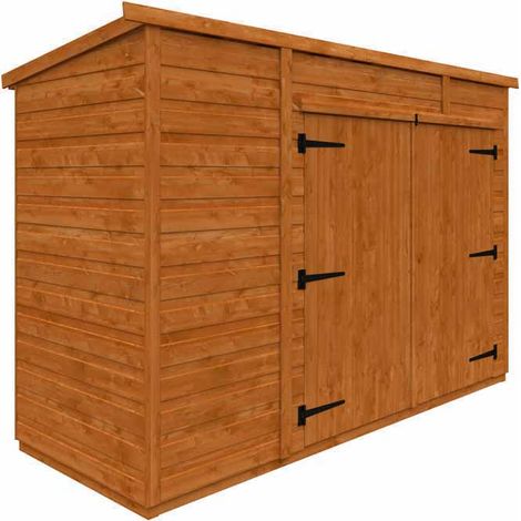 8x3 Flex Pent Bike Store 12mm Flex - L243.8 x W90 x H179.1 cm - Solid Wood/Softwood/Pine - Burnt Orange