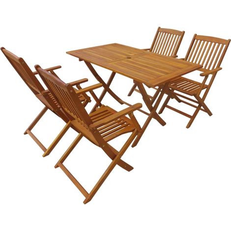 vidaXL Set da Pranzo da Giardino 5 pz in Legno Massello di Acacia (1/5)