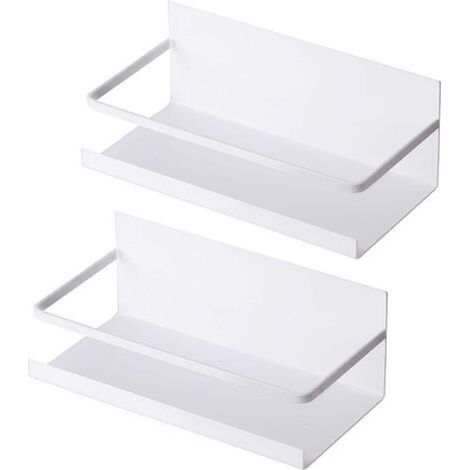 Lot de 2 Étagère Magnétique Etagère Réfrigérateur Etagere Epices Cuisine - Blanc (1/5)