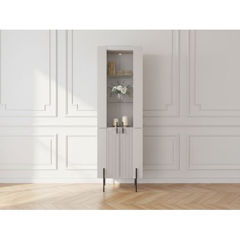 BOBOCHIC - Meuble vitrine 2 portes H.190 cm MATHILDE pieds noirs Beige (1/5)