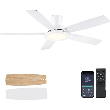 Kviflon Flacher RGB-Deckenventilator Weiß 132 cm mit RGB-LED und leisem DC-Motor (1/5)