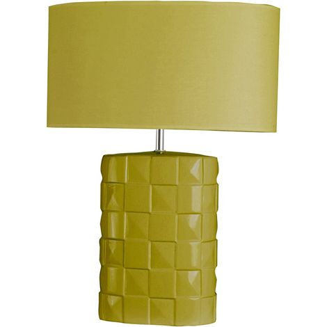 Lampe verte à poser en céramique Abat-jour tissu vert (1/2)