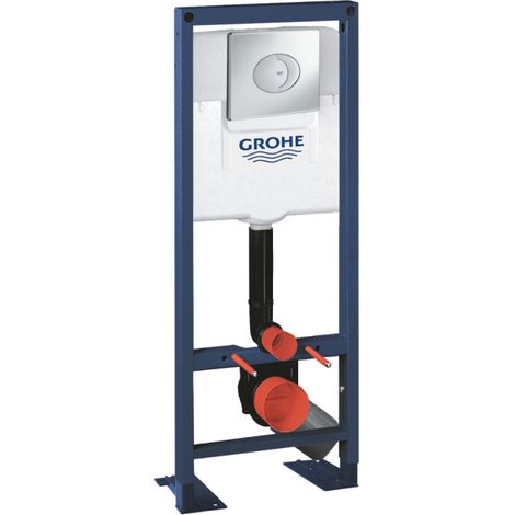 Grohe – Bâti support WC largeur réduite – Plaque commande Skate Air horizontal – Châssis acier – Économie d'eau 6L – Installation facile